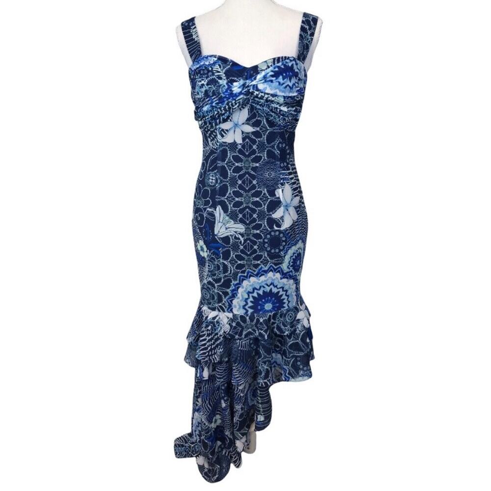 CQbyCQ mermaid ruffle cascade floral dress w matching headband